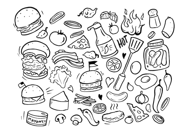 Doodle burger fast food elements