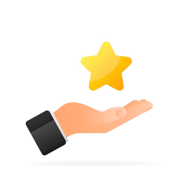 Doodle button Business vector icon Hand with star rating