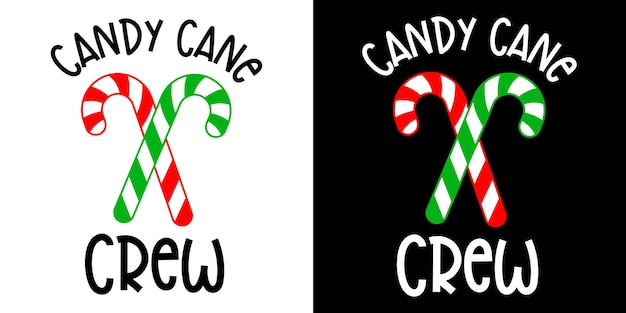 Doodle Candy Cane Crew For Merry Christmas Season hand drawn Design for t-shirt, greeting card or poster design Background Vector Illustration.