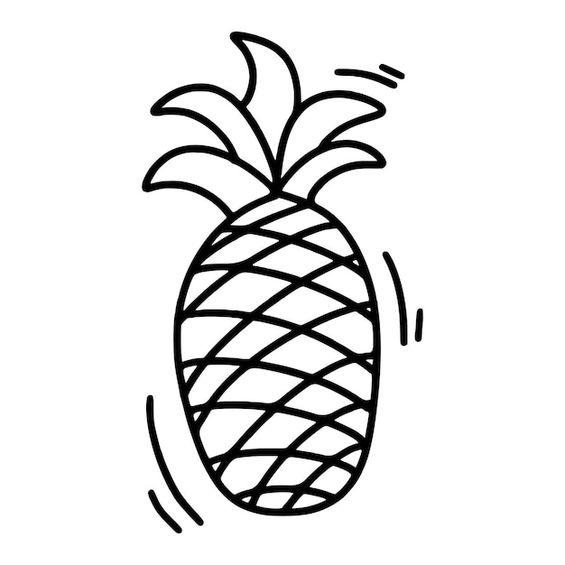 Doodle cartoon contour pineapple