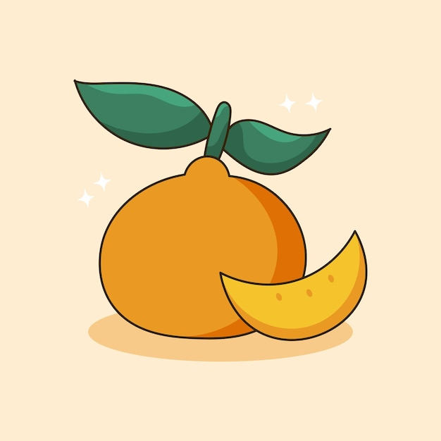 Doodle Cartoon Fresh Orange Fruit