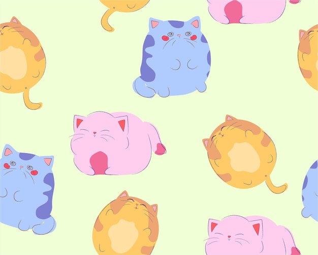 Doodle cats pattern Vector Drawing pets