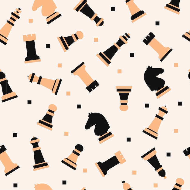 Doodle Chess seamless pattern background 