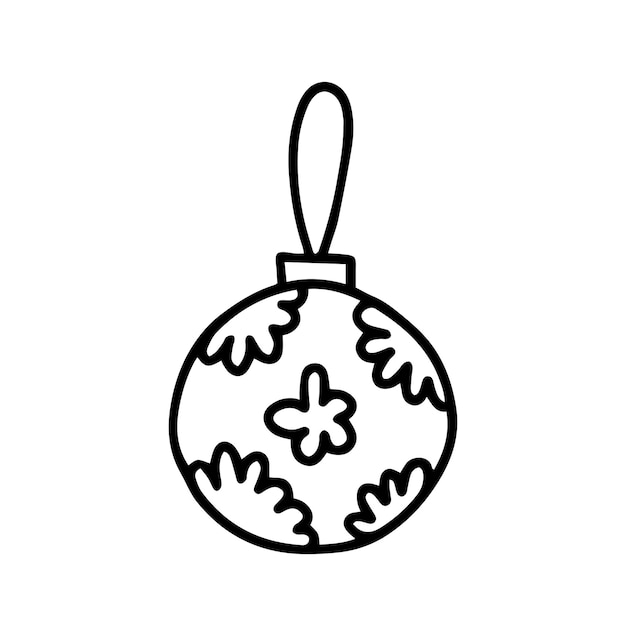 Doodle Christmas ball vector illustration Hand drawn Christmas tree decor