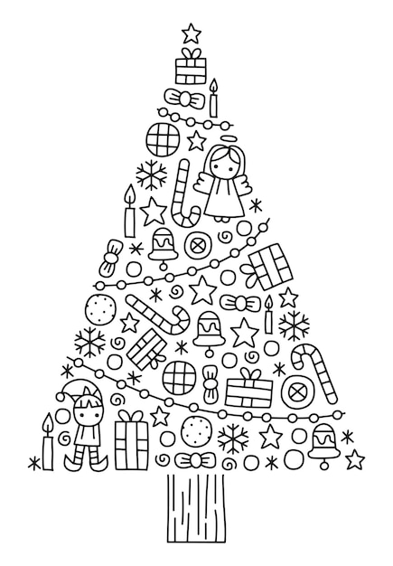 Doodle Christmas tree vector illustration