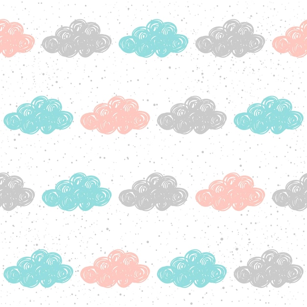 Doodle cloud seamless pattern background. Abstract handmade cloud pattern for 
card, invitation, bag, wallpaper, album, scrapbook, holiday wrapping paper, textile fabric, garment, t-shirt etc