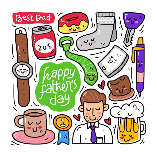 Doodle collection set of fathers day element