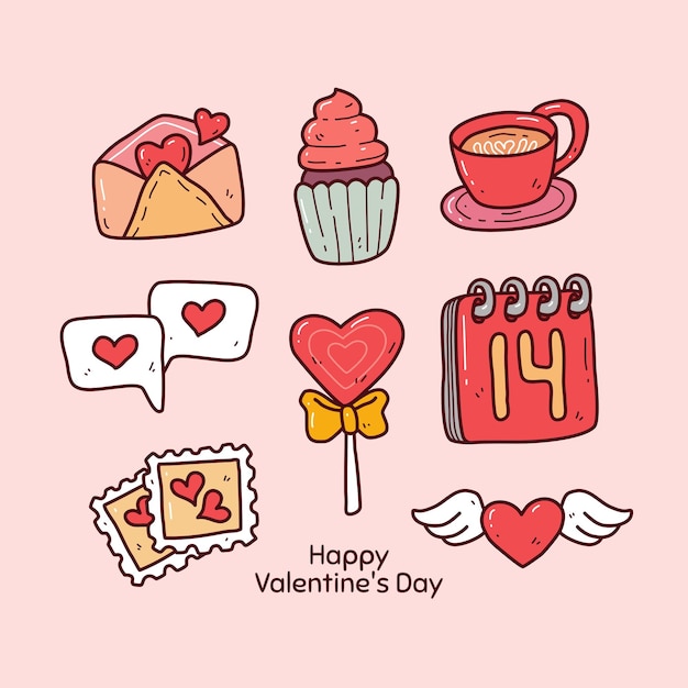 Doodle collection set of valentine's element