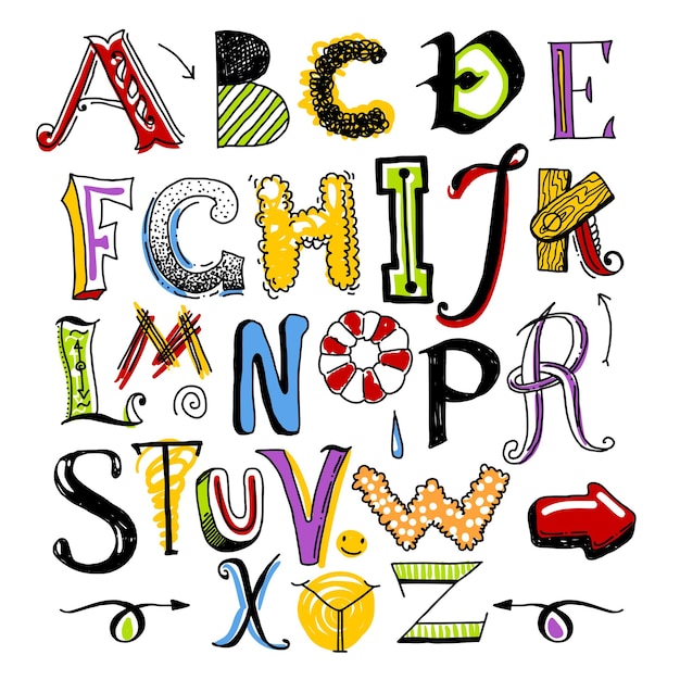 Doodle color alphabet