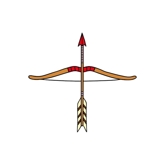 Doodle colored bow and arrow