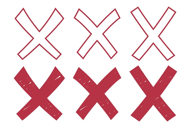 Vector doodle cross marks set overlapping lines