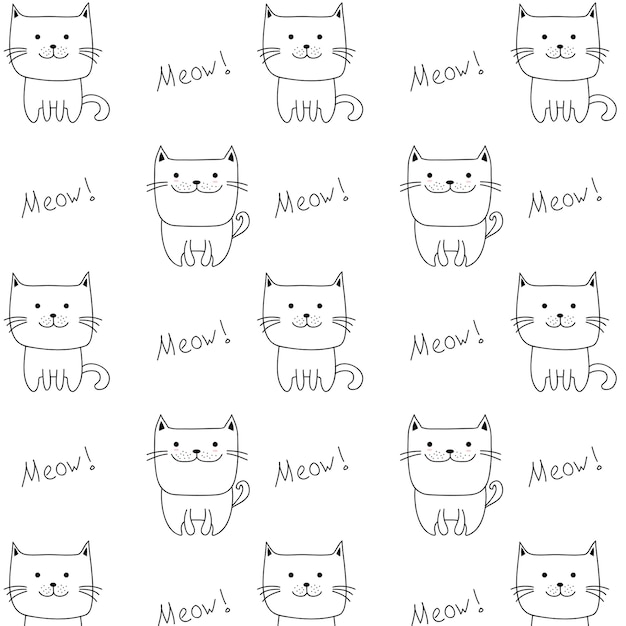 Doodle cute cat pattern