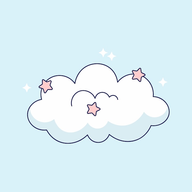 Doodle Cute Cloud and Star on the Sky