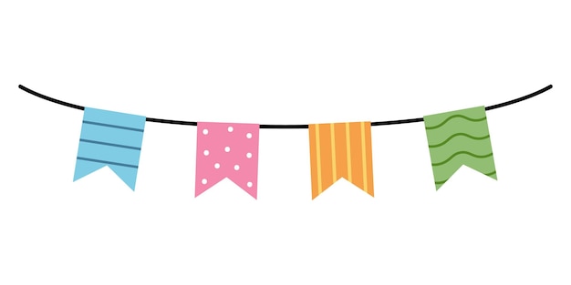 Doodle cute garland of flags Vector colorful bunting clipart