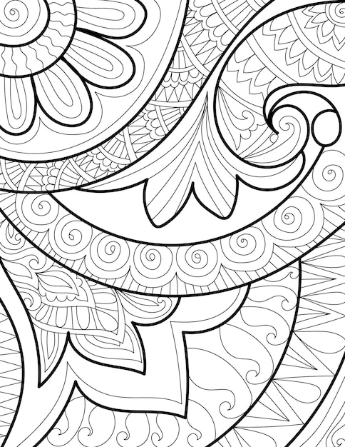 Doodle decorative Mehndi design style floral coloring page for adults Kids illustration