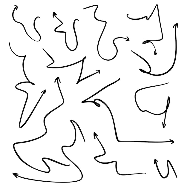 Doodle direction arrows set linear