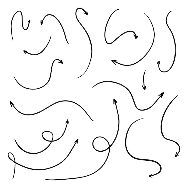 Doodle direction arrows set linear