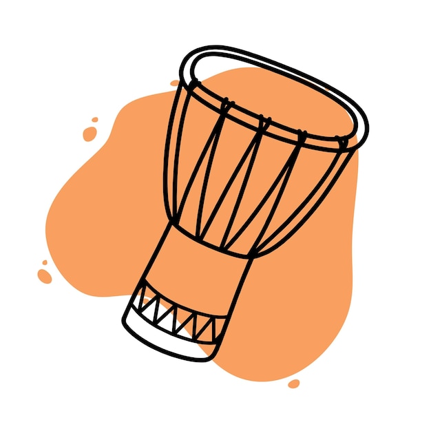 Doodle Of Djembe Music Traditional. Hand drawn African djembe icon.