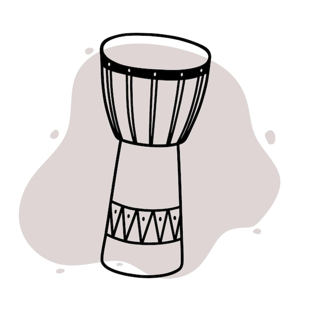 Doodle Of Djembe Music Traditional. Hand drawn African djembe icon.