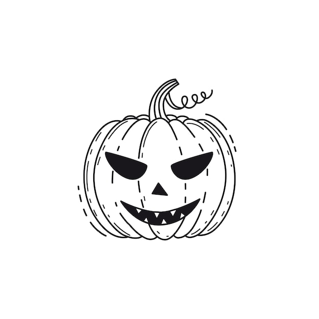 Doodle drawing of a scary Halloween pumpkin