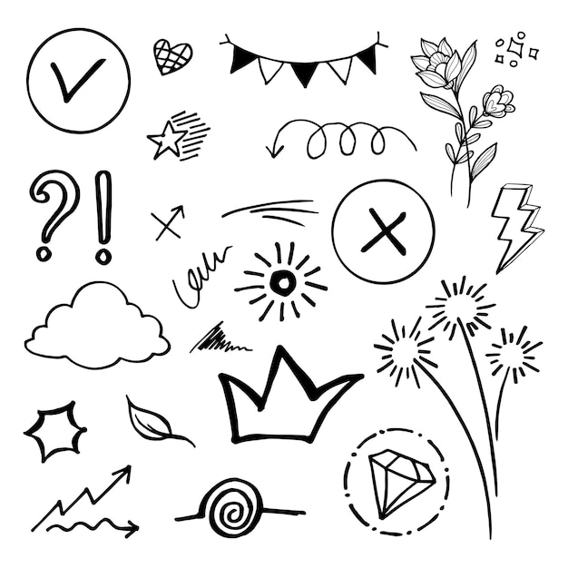 Doodle element vector set for concept design