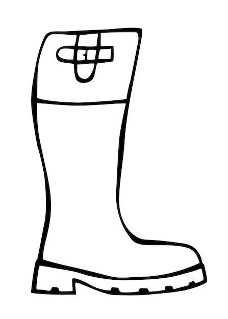 Doodle fashion cowboy boot hand drawn in line art style