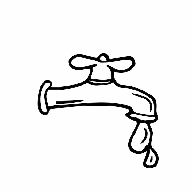 Doodle Faucet Icon. Vector water tap sketch