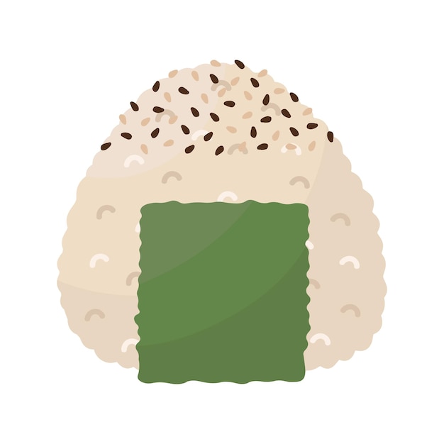 Doodle flat clipart. Japanese triangular onigiri. All objects are repainted.