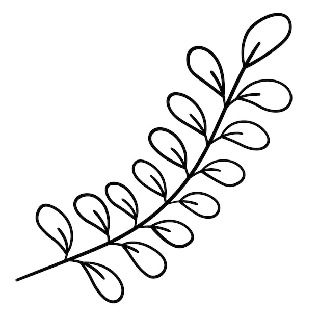 Doodle flower branch, cute and unusual bud, can be used to decorate postcards, business cards or as