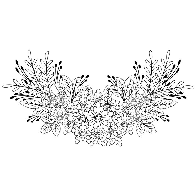 Vector doodle flower design for coloring book