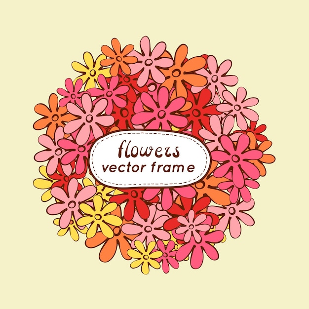 Doodle flowers frame