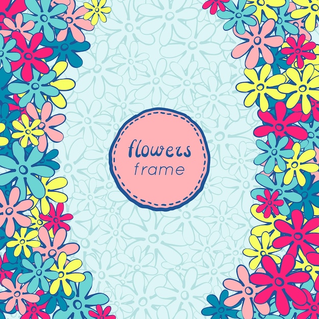 Doodle flowers frame