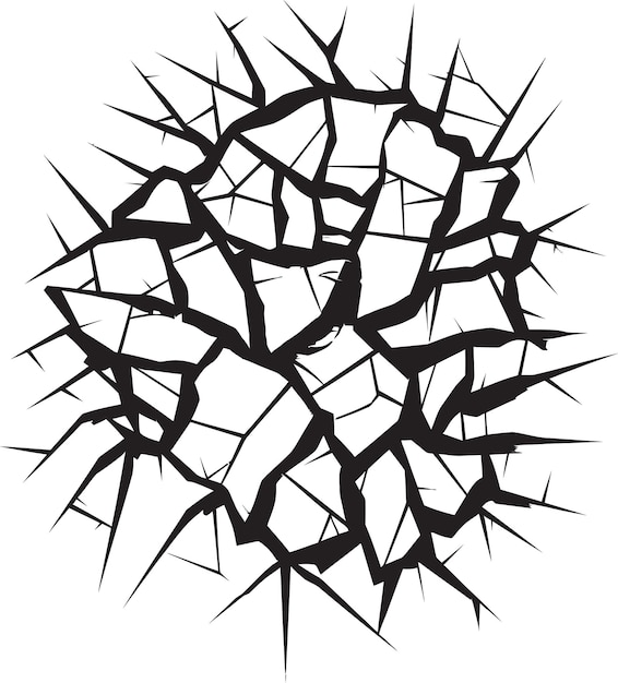 Vector doodle fractures black logo design icon sketchy shatter vector cracked lines emblem