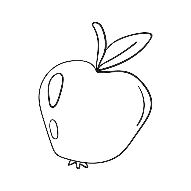 Doodle fruit apple isolated on a white background