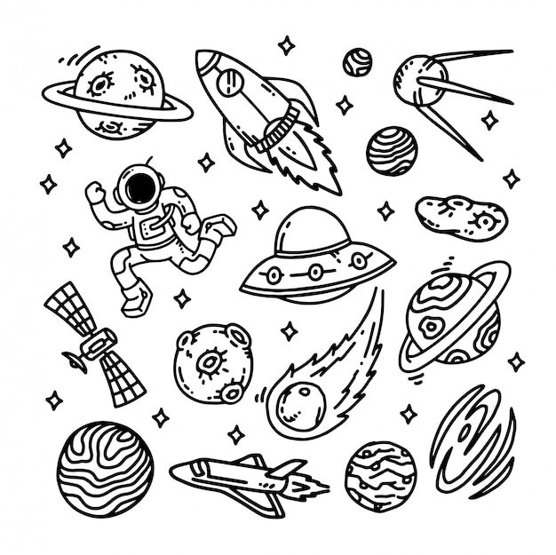 Doodle galaxy set illustration