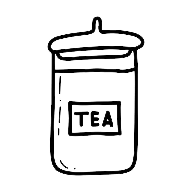 Doodle glass jar with tea vector isolated illustration