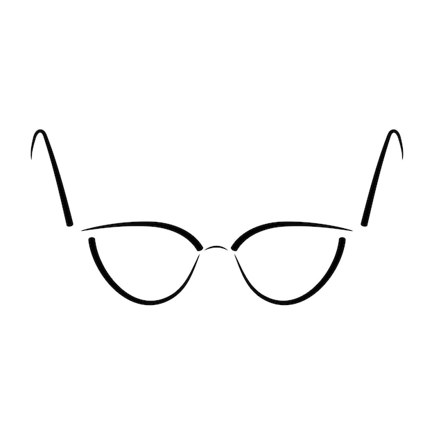 Doodle glasses Front view of glasses minimalist black linear sketch isolated on white background