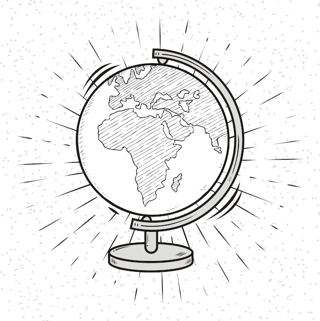 Doodle Globe . Planet Earth.Doodle globe illustration