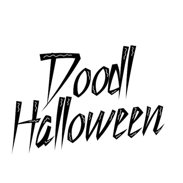 Doodle halloween lettering in doodle style background