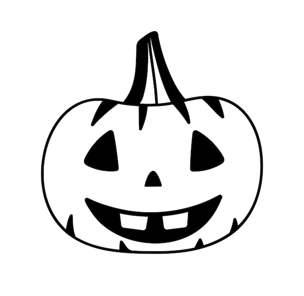 Doodle halloween pumpkin isolated. Hand drawn smiling pumpkin clip art. Vector spooky illustration