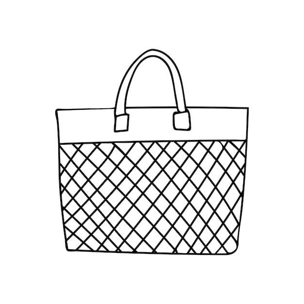 Doodle hand bag illustration. Hand drawn woman bag illustration