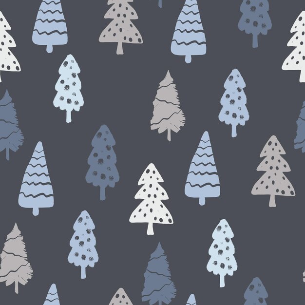 Doodle hand drawn fir trees set. Simple Christmas trees collection. Vector illustration