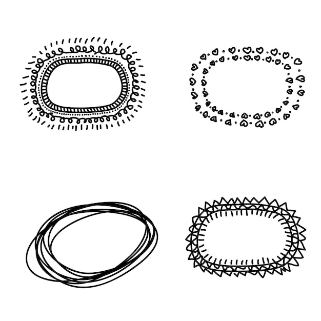 Doodle Hand drawn frames set Vector illustration