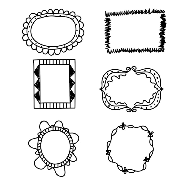 Doodle Hand drawn frames set Vector illustration