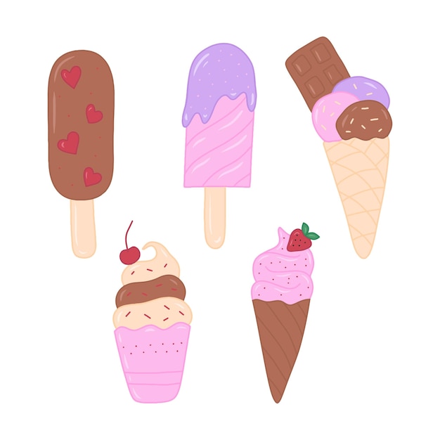 Doodle hand drawn ice cream vector isolated illustration