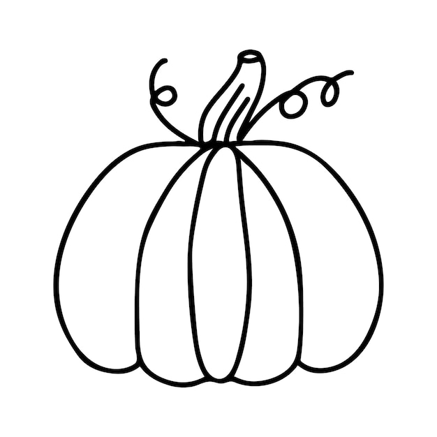 Doodle hand drawn line art pumpkin thanks giving day halloween icon