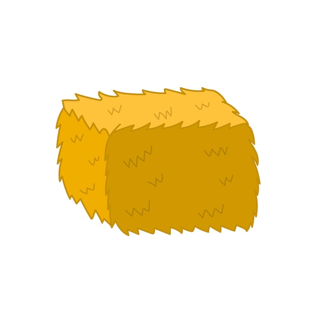 Doodle hay stack in cartoon style Hand drawn farm square haystack element isolated