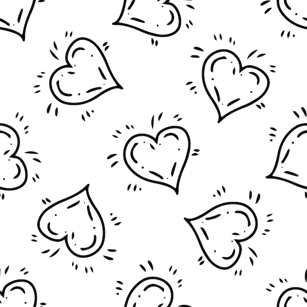 Doodle heart seamless pattern