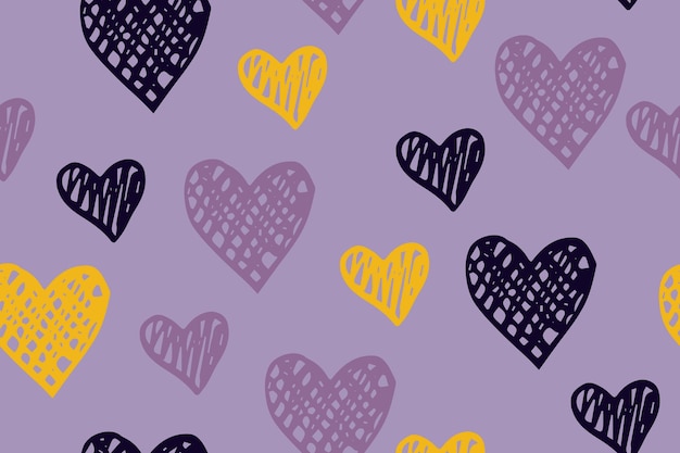 Doodle heart shapes vector doodle pattern Scribble hearts ornam