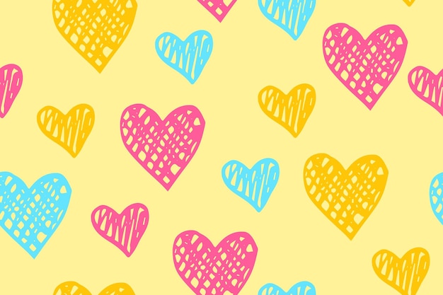 Doodle heart shapes vector doodle pattern Scribble hearts ornam